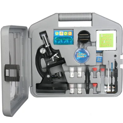 Buy AMSCOPE 52pc 120X-1200X Starter LED Microscope & Science Kit For Kids (Black) • 41.99$