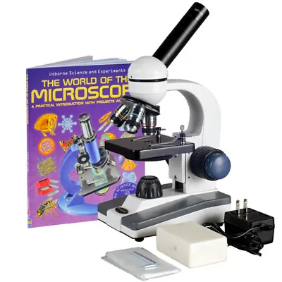 Buy AmScope 40X-1000X Portable Student Compound LED Microscope Kit + Slides + Book • 112.99$