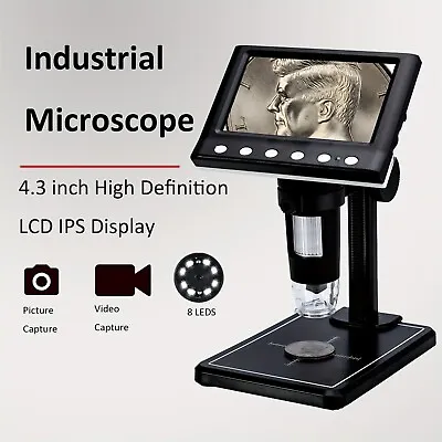 Buy 4.3  Coin Microscope, 2023 New LCD Digital Microscope 1000x, 960P Resoulution • 30.97$