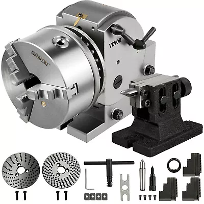 Buy VEVOR Indexing Dividing Head 6  3 Jaw Chuck & Tailstock For CNC Milling Machine • 293.99$
