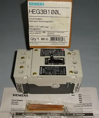 Buy Siemens HEG3B100L Circuit Breaker 100 Amp 3 Pole 480V NEW • 3,999.99$