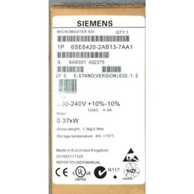 Buy New Siemens 6SE6420-2AB13-7AA1 MICROMASTER420 Without Filter 6SE6 420-2AB13-7AA1 • 338.32$