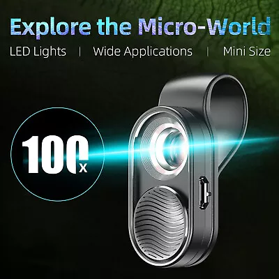 Buy APEXEL 100X Mobile Phone Microscope LED Macro Lens Micro Camera With Clip Q5C7 • 13.15$