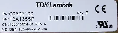 Buy Varian TDK-Lambda GEN 125-40 Power Supply, 125, 40A • 1,199$