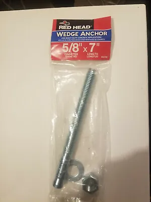 Buy RED HEAD 5/8  X 7  Concrete Wedge Anchor With Washer & Hex Nuts • 10.95$