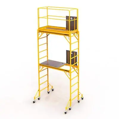 Buy MetalTech Rolling Scaffolding Tower Adjustable W/ Anti-Slip Decks + Trap Door • 955.40$