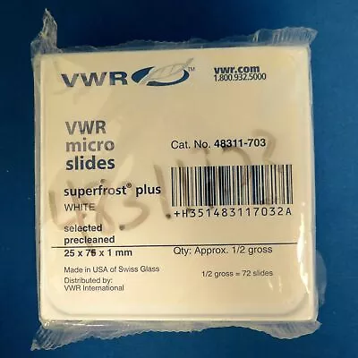 Buy 72 VWR Micro Slides Superfrost Plus 25 X 75 X 1mm # 48311-703 Cytology • 13.95$