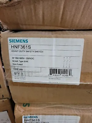 Buy 1- Siemens HNF361S Heavy Duty Safety Switch 30 Amp 3Ø 600V Stainless ~ NEW • 699.99$