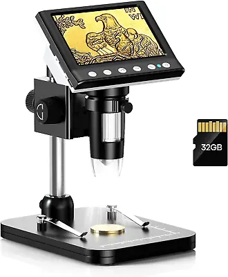 Buy 4.3'' IPS Coin Microscope - 1000x Magnification Digital Microscope For Adults • 52.99$