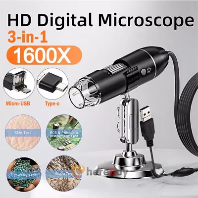Buy Digital Microscope 1600X USB Coin Microscope 8 LED Magnifier Soldering Camera • 21.29$