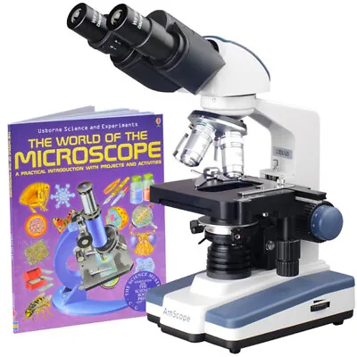 Buy AmScope 40X-2500X LED Binocular Compound Microscope W/3D-Stage +  48 Page Book • 256.99$