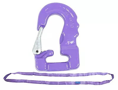 Buy Endless Round Sling 4' Purple W/ Hook Combo Crane Wrecker Towing • 49.99$