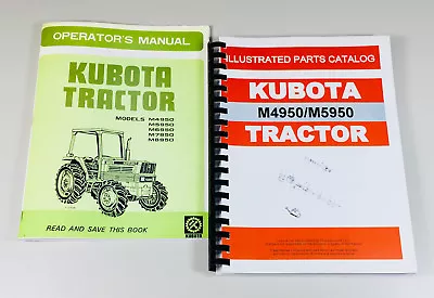 Buy Kubota M4950 M5950 Tractor Operators Owners Manual Parts Catalog Set • 36.57$