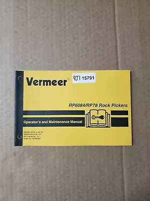Buy Vermeer RP6084 RP78 Rock Pickers Operators And Maintenance Manual OEM • 42$