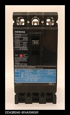 Buy Siemens ED43B040 Molded Case Circuit Breaker ~ 40 Amp - Tested/1Yr Warranty • 475$