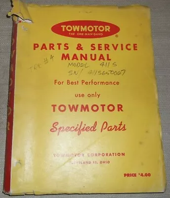 Buy Towmotor 411 441 Forklift Truck Parts Service Shop Repair Workshop Manual Book • 79.99$