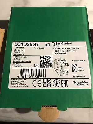 Buy *NEW* SCHNEIDER ELECTRIC - TeSys LC1D25G7 - CONTACTOR-  15HP/480V  NEW IN BOX • 55$