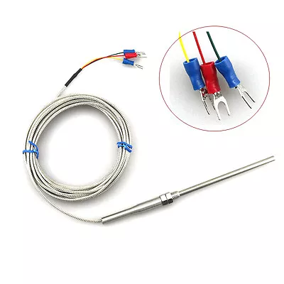 Buy New PT-100 RTD Temperature Sensor 2m Cable Stainless Probe 100mm 3 Wires • 9.49$