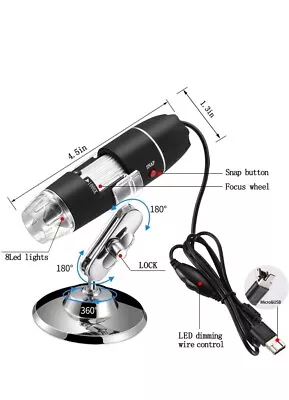 Buy 1000X Zoom 8LED HD USB Microscope Digital Magnifier Video Camera • 18.99$