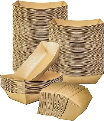 Buy 100 Pack 2Lb Kraft Paper Food Trays, Heavy-Duty Paper Food Boat Disposable Servi • 19.99$