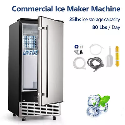 Buy Commercial Ice Maker Stainless Steel Undercounter Freestanding Ice Cube Machine • 625.90$