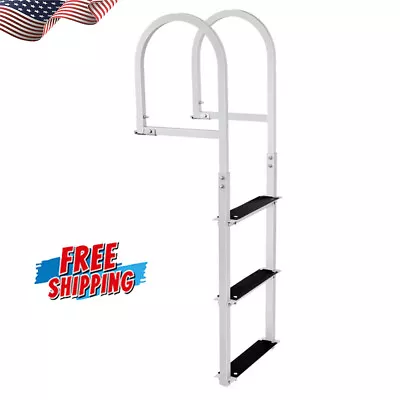 Buy Boat Dock Ladder Removable 3 Steps Ramps Aluminum W/ Nonslip Pads 500 Lbs Silver • 84.42$