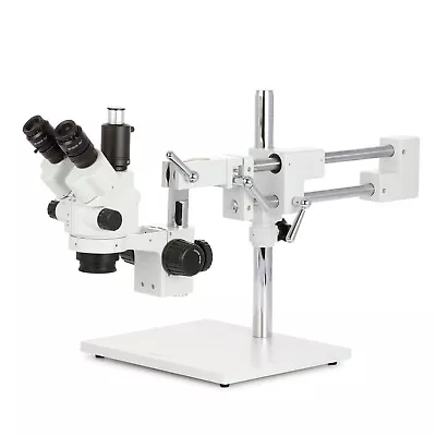 Buy AmScope 7X-45X Simul-Focal Stereo Lockable Zoom Microscope W Dual Arm Boom Stand • 504.99$