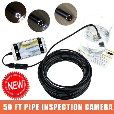 Buy 50 FT Pipe Inspection Camera USB Endoscope Video Sewer Drain Cleaner Water-prole • 30.68$