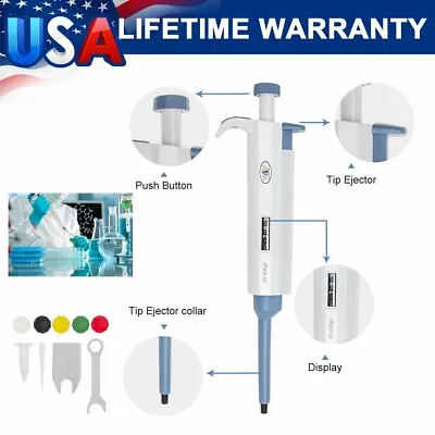 Buy Lab Digital Single Channel, Adjustable Pipetman Micro Pipette/Pipettor, 20-200ul • 96.99$