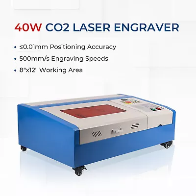 Buy 40W CO2 Laser Engraver 8 X12  Laser Engraving Machine LED Monitor Display • 405.28$