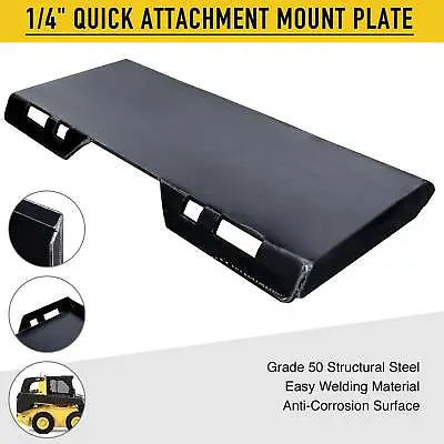 Buy Mount Plate 1/4in Skid Steer Loader Quick Tach Attachment Steel HD For Bobcat • 104.36$
