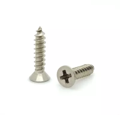 Buy 100 Qty #4 X 1/2  Flat Head 304 Stainless Phillips Head Wood Screws (BCP105) • 7.89$