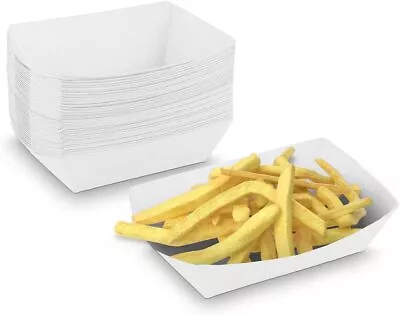 Buy MT Products 1 Lb White Food Boats Disposable/Paper Food Trays - 100 Pieces • 17.93$