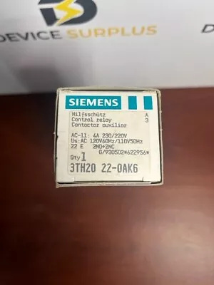 Buy Siemens 3th20-22-0ak6 Control Relay 120v 60hz/110v 50hz New • 57$