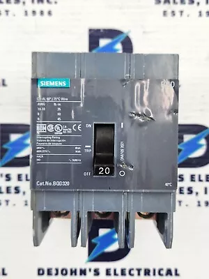 Buy Siemens Bqd320 Circuit Breaker, 20a, 3 Pole, 480v, 14 Ka, Unused Surplus • 100$