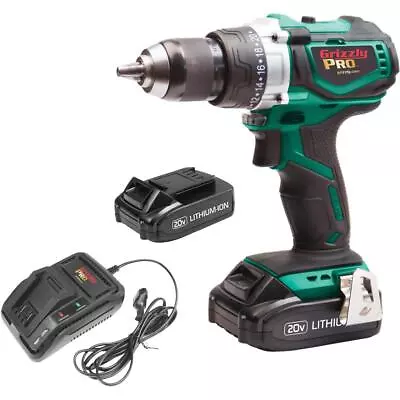 Buy Grizzly PRO T30290X2 20V Hammer Drill Kit With 2 Li-Ion Batteries & Charger • 248.95$