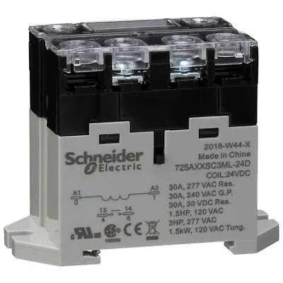 Buy Schneider Electric 725Axxsc3ml-24D Enclosed Power Relay,4 Pin,24Vdc,Spst-No • 18.36$