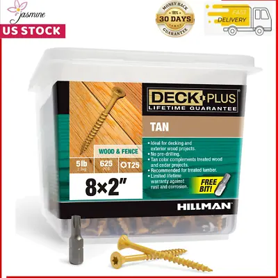 Buy Deck Plus Wood Screws, Steel Exterior Screws, #8 X 2 , Tan, 5lb Box • 26.98$