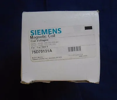 Buy SIEMENS 75D70131A Magnetic Coil Kit SZ 4, 110-120/220-240VAC - NEW IN BOX  • 165$