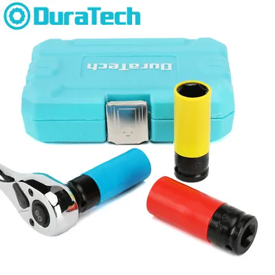 Buy DURATECH 3PC Wheel Protector Impact Socket Set 1/2  Dr Lug Nut Socket 17/19/21mm • 21.99$
