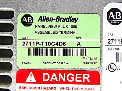 Buy Allen Bradley 2711P-T10C4D6 /A PanelView Plus 1000 2010 • 1,281.40$