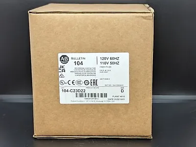 Buy Allen Bradley 104-C23D22 23A Reversing Contactor 120V 1NO 1NC Aux New In Box USA • 275$