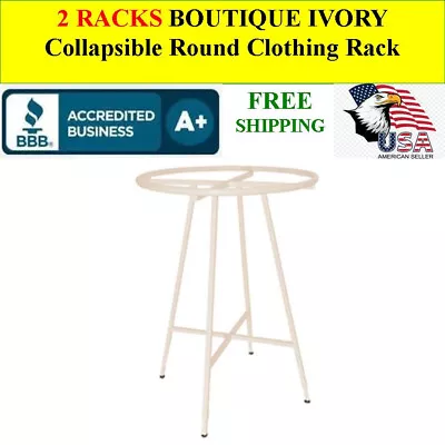 Buy 2 RACKS Round Clothing Sales Rack Collapsible 48 -72 H Adjustable Boutique Ivory • 347.90$