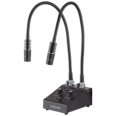 Buy AmScope Powerful LED Dual Gooseneck Microscope Illuminator Adjustable Light • 189.99$