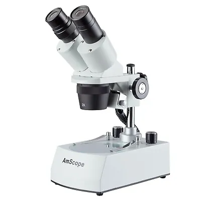 Buy AmScope Cordless Portable 20X-40X Stereo Microscope W Top & Bottom LED Lights • 177.99$