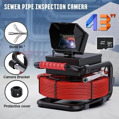 Buy 30M Sewer Camera 4.3  LCD Monitor HD Drain Pipe Inspection Camera 16GB DVR 22MM • 305.93$