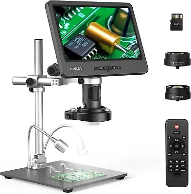 Buy TOMLOV 10  Screen 2000X HDMI Digital Microscope LCD Adults Coin Microscope 3Lens • 265$