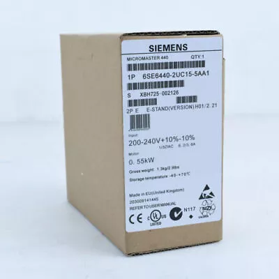 Buy New Siemens 6SE6440-2UC15-5AA1 6SE6 440-2UC15-5AA1 MICROMASTER440 Without Filter • 366.42$