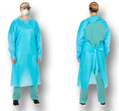 Buy 100 Disposable Non-Woven Medical Isolation Gowns AAMI Level 1, 2, 3 Made In USA • 48.16$
