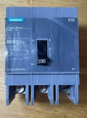Buy Siemens BQD3100 3 Pole 480v 100 Amp Circuit Main Breaker • 70$